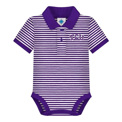 Creative Knitwear College Baby Striped Polo Bodysuit - Team Logo, Multiple Colors, for Boys & Girls (0-12 Months)