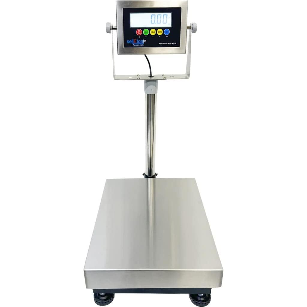SellEton SL-916-16x12 Industrial Bench Scale: 400 lb Capacity, 0.02 lb Accuracy, Stainless Steel Platform & Indicator