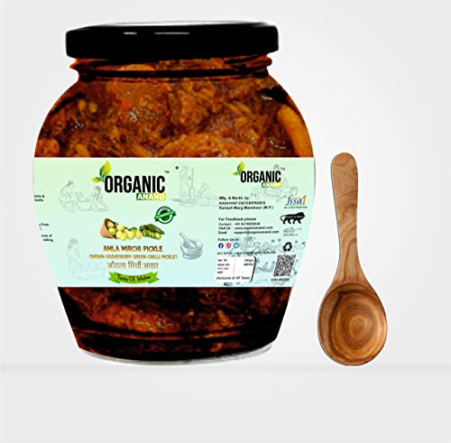 Image of Organic Anand Pure & Natural Amla-Mirchi Pickle | Indian Gooseberry & Green Chilly Achar | Fresh Homemade Amla Achar | Authentic, No Preservative | 350 gm Matka Jar