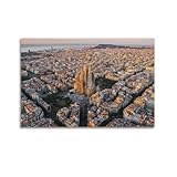 NXIYUHA Poster mit Stadtbild von Barcelona, Sagrada 