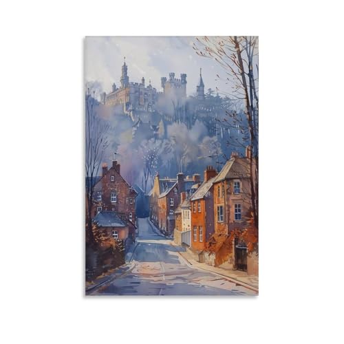 Durham - Pintura de acuarela Durham, arte de pared, póster de Durham, decoración del hogar, impresión de viaje, regalo para amantes del arte, sin marco, 30 x 45 cm