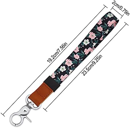 HONZUEN Wristlet Lanyard Keychain, Smooth Wrist Short Lanyard with Metal Clasp and Leather, Tear-Resistant Wristlet Strap Hand Lanyard for Keys, USB Stick, Mobile Phone, Charms, Work Card (Daisy)