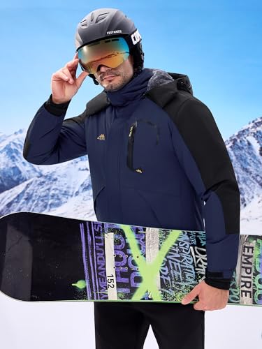 Image of WULFUL Men's Ski Jackets Warm Winter Snow Windbreaker Resistant Snowboard Fleece Coat Mountain Waterproof Parka with Hood