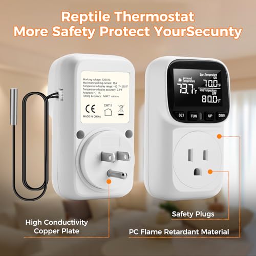 Image of Diymore Digital Temperature Controller Outlet - Precise Heating /Cooling Control for Greenhouse, RV & Incubator (5A /1800W, -40F to 210F)