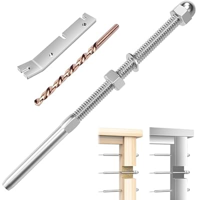 CKE 50 Pack Hand Swage Threaded Stud Tension End Fitting Terminal for 1/8" Cable Railing Kit,T316 Stainless Steel (6" Long for 2x2 to 4x4 Deck Wood Metal Posts)