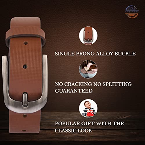 Image of Genuine Leather Belt for Kids, Black /Brown Colour Adjustable Belt with Metal Buckle, Belt for Formal, Casual & Jeans Wear, Waist 20-24-28-30 Inch 3|5|7|9|11 Yrs