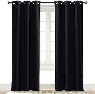 NICETOWN Soundproof Thermal Insulated Blackout Curtain Thermal Insulated Solid Grommet Blackout Drape for Dining Room (Single Panel, 42 Inch by 84 Inch, Black)