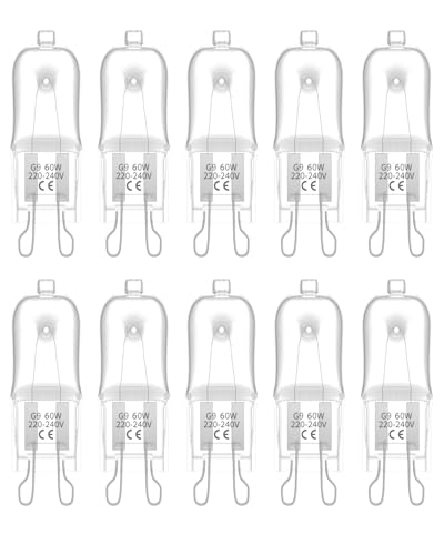 DoRight G9 Wax Burner Bulb 60W - Wax Melt Burner Bulb G9 Warm White 2700K Bi-Pin Halogen Capsule Lamp Dimmable 230V for Plug in Wax Burner Electric, Candle Warmer, Nightlights (10-Pack)