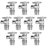 WiseWater Angle Stop Valve 1/2' CPVC x 3/8' Compression, Quarter Turn Chrome Plated Brass Plumbing Fitting for CPVC, Copper Tube (10-Pack)