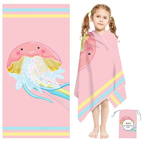 Prestiun Microfiber Kids Beach Towels 60"X30" Bath Towels For Toddlers Girls Boys, Quick Dry Pool Towels With Pouch, Swimming Towel For Kids, Sand Free Beach Blanket For Travel Camping Vacation #TOP4