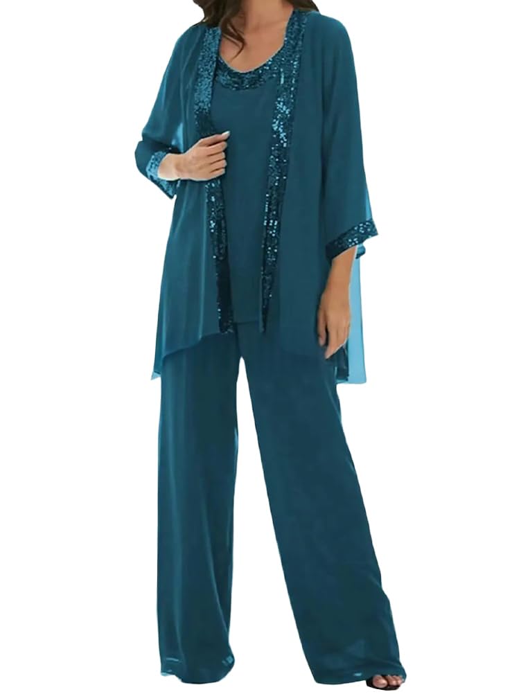 shownicer Ensemble Femme Chic Et Elegant Ensemble De Ceremonie | Mousseline, 2 Pièces Tailleurs Pantalons, Élégante Ensemble Pantalon, Mere De La Mariee Tenue, Grande Taille, Mariage