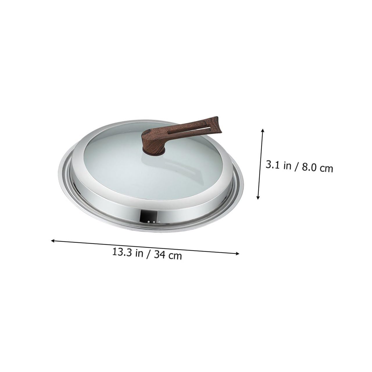 Alipis Topfdeckel Aus Edelstahl Mit Glas Und Holzgriff Hitzebeständig Belüftet 34cm Pfannendeckel Für Wok Und Kochtopf Ersetzt Kochgeschirr Abdeckung