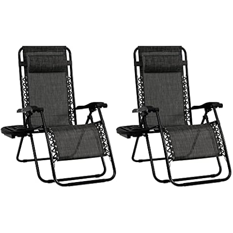 COSTWAY Folding Zero Gravity Chair with Tray Cover