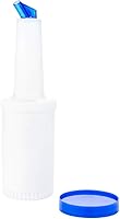 Vista 2 de Restaurantware Botella de plástico de 1 cuarto de galón de almacenamiento con boquilla azul y tapa, botella de almacenamiento de barra, 3 1/2 x 3