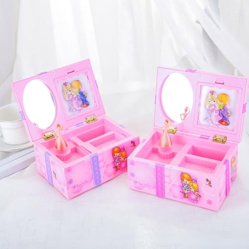 Caja para joyas con música joyero portátil infantil de plástico 4