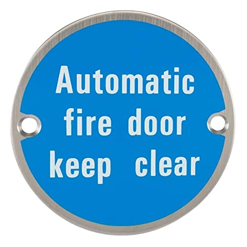 frisco Fire Door Keep Clear Sign, Stainless Steel, 76 mm, Safety with fixings, Silver