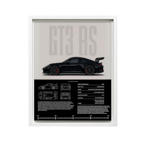 InkFlow Posters Vintage Racing Car Canvas Poster - Classic Supercar Wall Art for Boys Bedroom, Living Room, Dorm - Ideal Print Decor for Car Enthusiasts - 18x24 White Floated Frame Canvas Print