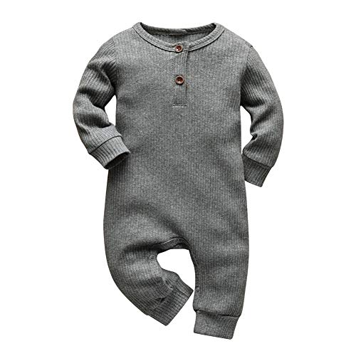 Image of Eghunooy Baby Boy Girl Solid Color One Piece Romper Jumpsuit Outfits Clothes