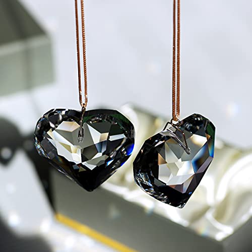 Goldenhaitai Clear Heart Crystal Suncatcher, 2Pc 45Mm Hanging Prism For Windows, Outdoor Indoor Decoration, Rainbow Maker Gifts For Mom, Grandma, Friend #TOP2