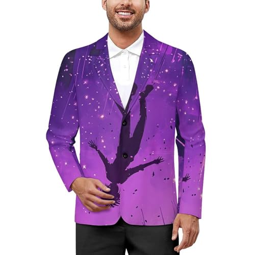 Falling Into The Real World Classic Suits Blazer for Men Business Tuxedo Jacket Sport Coat Two Buttons