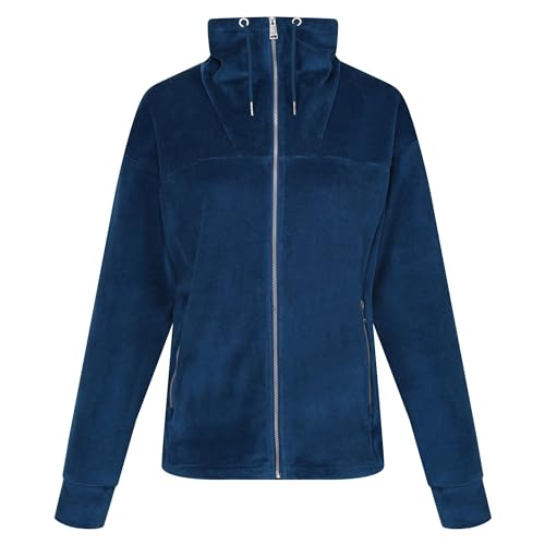 Image of Regatta Womens/Ladies Velour Full Zip Fleece Jacket With Drawcord High-Neck Blue Opal 12 UK