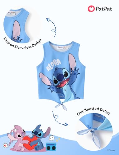 Image of Disney Stitch丨 Frozen丨 Minnie Mouse丨Princess丨Winnie Tank Top+Dolphin Shorts Girls Outfits Workout Athletic Set Summer