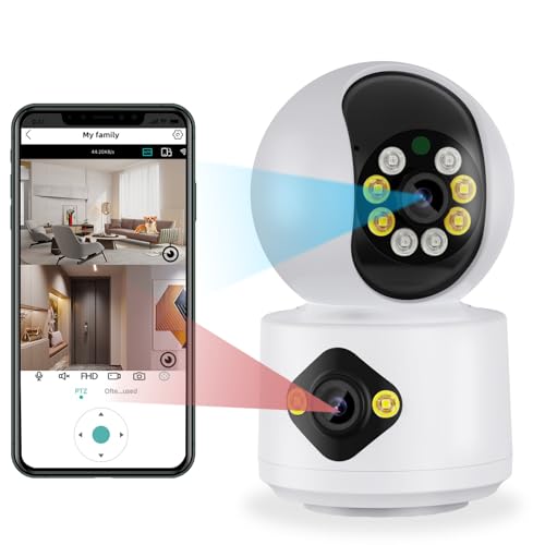 GUOANVISION 【4MP Dual Lens Linkage Indoor Security Cameras, WiFi Cameras for Home Security Cameras, Pet Camera with Phone App for Dog/Baby Monitor, AI Tracking, 2-Ways Audio, Night Vision, SD/Cloud