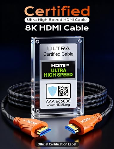 Image of Cratree 8K HDMI Cable 15FT - HDMI Cord 48Gbps,High Speed HDMI Cable Gaming,Supports 8K 60Hz,4K 120Hz,HDR /eARC /HDCP 2.2&2.3,Compatiblefor Monitor,Projector,HDTV and DVD Player