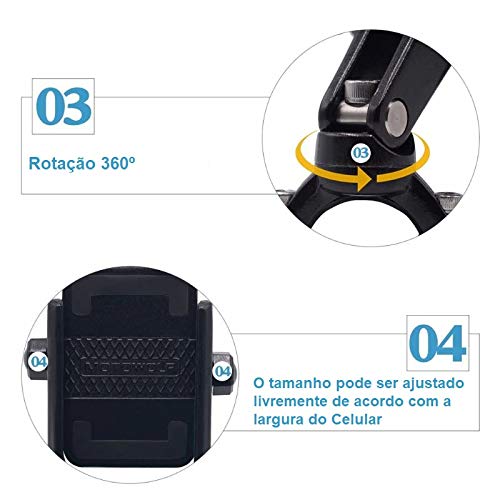Suporte de Celular em Alumínio para Motos BMW R1200, Tiger 800 e 1200, Harley-Davidson - Preto