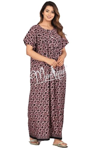 Image of Monique Brand 100% Pure Cotton Nighty for Woman | Floral Gown for Women Night Wear | Cotton Nighty for Women Stylish | Maxi for Women Cotton