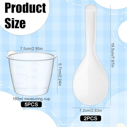 Set de 7 vasos medidores de plástico para arroz 160 ml miniatura 2