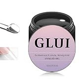 GLUI Nail Glue, Solid Nail Glue, Strong Adhesive Solid for Press On Nails & Fake Tips, 15g - Hard Gel Nail Extension for Nails Clear 3D Gels Nail Art, UV Curing Needed (1)