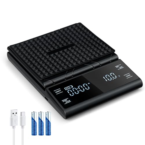 Wigearss Coffee Scale with Timer, 0.1g Accuracy, Rechargeable, Digital Precision