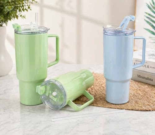 Image of 1800ml Large Water Tumbler with Handle & Straw | BPA-Free Reusable Sipper Cup with Flip Lid | Spill-Resistant Travel Mug for Gym Office College & Daily Use