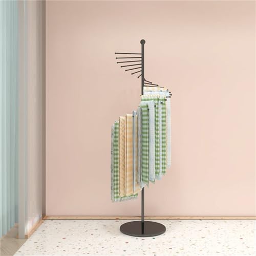 Porte-manteau spiralé en métal noir avec 18 barres pour écharpes et ceintures
