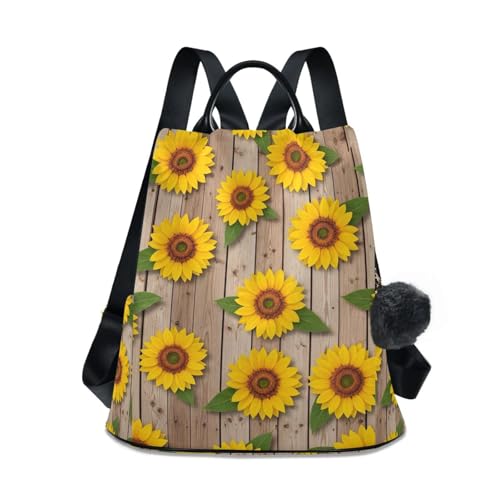 Mochila antirrobo de girasoles para mujer con diseño rústico seguro contra tirones