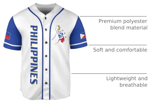 Leeprints Personalized Philippines Baseball Jersey, Filipino Flag Baseball Jersey, Philippines Shirts, Philippines Flag Shirt miniatura 4