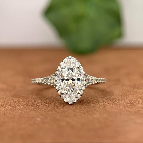 Moissanite Rings 1 Carat Marquise Cut Moissanite Ring D Color Solitaire Moissanite Engagement Rings for Women4