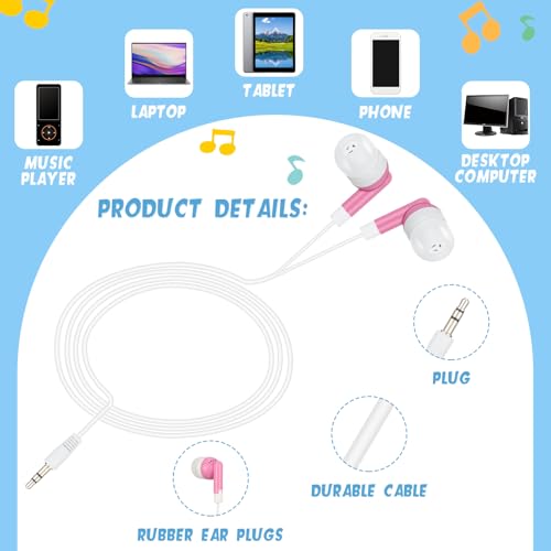 Image of Xuhal 200 Pcs Wired Earphones Bulk Wired Earbuds with 3.5 mm Headphone Plug Multi Color Earbud Headphones for Kids Adults School Classroom Libraries Smartphones Laptop Gym