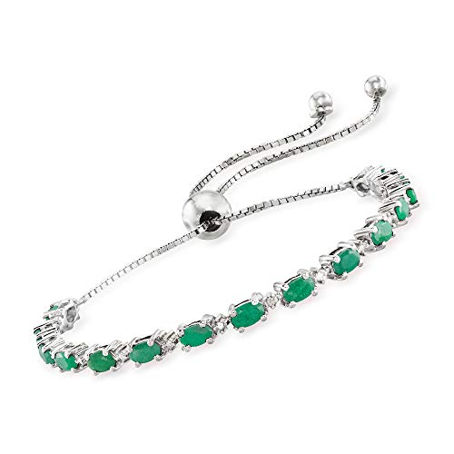 Ross-Simons 4.50 ct. t.w. Gemstone Bolo Bracelet with Diamond Accents in Sterling Silver