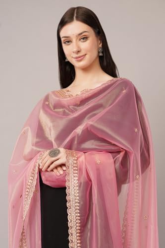 Gold Embroidered Shimmer Net Dupatta, Lightweight and Sheer Shawl, Scarf, Wrap2