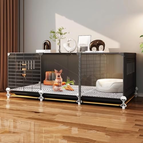 Cage à Lapin Interieur Enclos Cochon d'Inde, avec Plateaux et Protection Contre L'urine, Parc pour Petits Animaux pour Cochon d'Inde/Lapins(106x46x48cm)