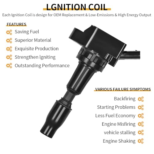 Image of Set of 4 UF764 Ignition Coil Pack with Spark Plugs Compatible with 2015-2019 Hyundai Sonata Hyundai Kia Optima Genesis G70 G80 G90 Kona N Santa Fe Sport Tucson 2.0L 5.0L 2.4L Replace# 27300-2GGA0
