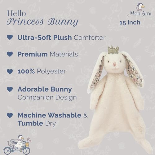 MON AMI Princess Bunny Baby Security Blanket, 15-Inch Plush Lovey Gift by MON AMI - Image 2