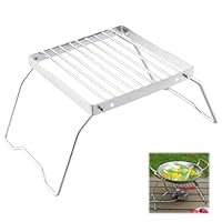 Campinggrillrost, Tragbarer Lagerfeuergrill Outdoor Grillgitter, Brenner Ständer Barbecue Grill Edelstahl, Faltbarer Lagerfeuer Grill für Backpacking, Grillen, Wandern, Picknicks, Angeln