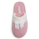 Schleifendetaillierung: Die Schleifendetails auf der Oberseite verleihen diesen Hausschuhen einen niedlichen und attraktiven Look. INDOOR/OUTDOOR SOLE: Diese Slipper können sowohl drinnen als auch draußen getragen werden.