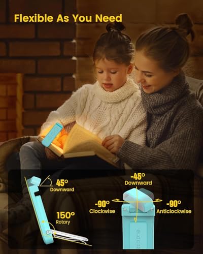 Image of Clip-On LED Book Lamp for Night Reading, USB Rechargeable Study Light for Students, 3 Brightness & Color Modes, Eye-Care Portable Foldable Reading Light for Bed & Travel (Blue)