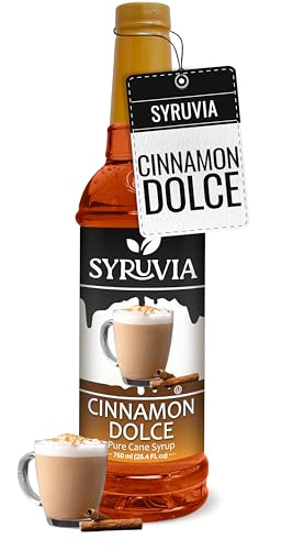 Syruvia Coffee Syrup, Cinnamon Dolce Flavored Syrup for Drinks, Lattes, and Desserts – 25.4 fl oz