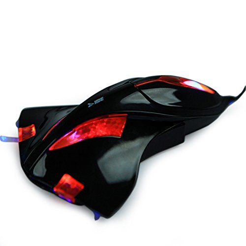 HDE USB Blackbird Fighter Jet Design Mouse LED Light Up Optical Scroll Mouse for PC and Mac (Black)