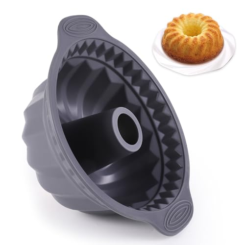 Moldes de silicona para hornear, antiadherentes de silicona estriada con mango resistente, moldes de silicona de grado alimenticio para brownie, pan, pan de maíz, calabaza, gelatina, gelatina, 11.2